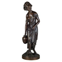 French Bronze Sculpture Statue of a Nubian Woman