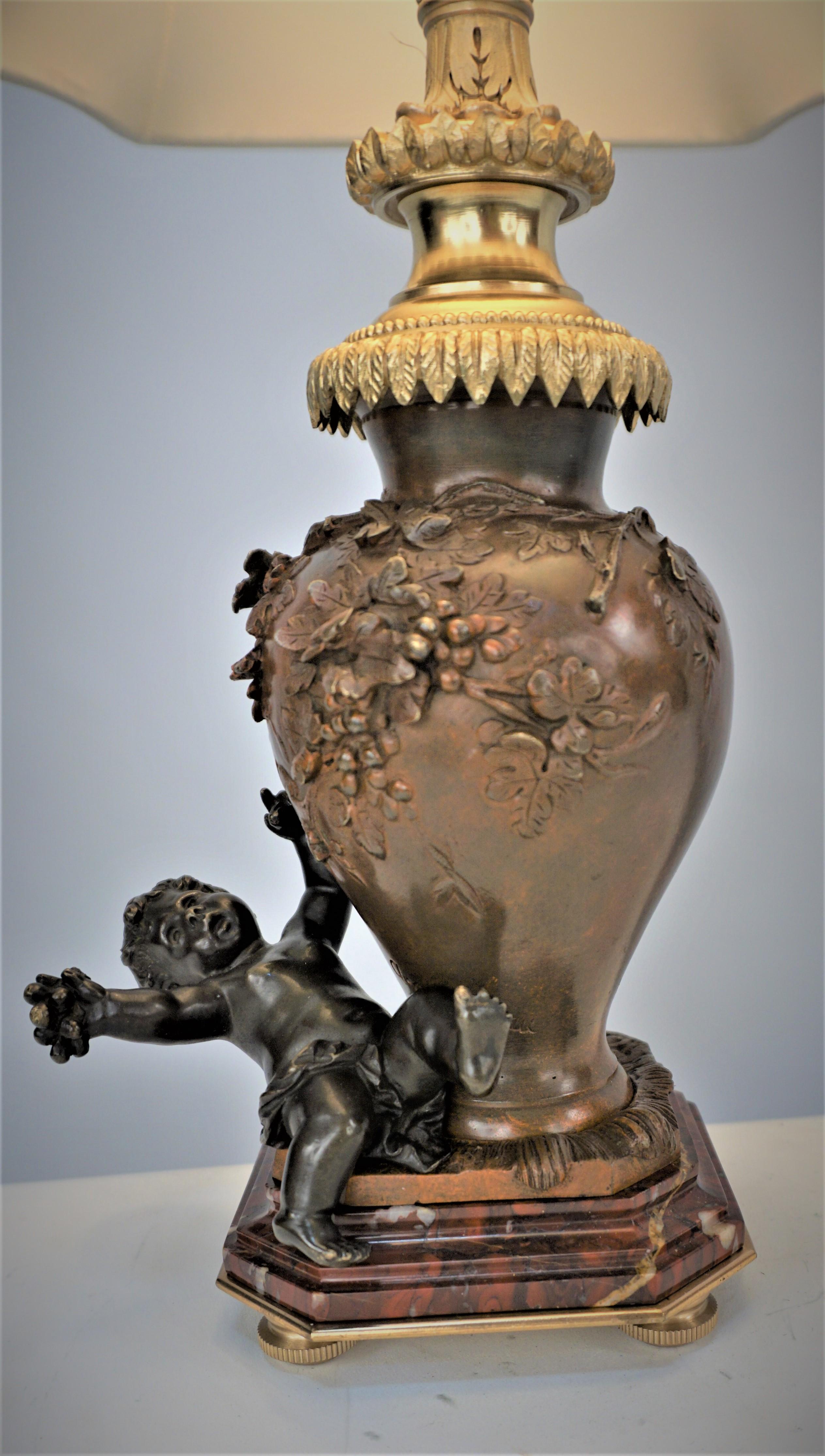 French, Bronze Sculpture Table Lamp by Auguste Moreau In Good Condition For Sale In Fairfax, VA