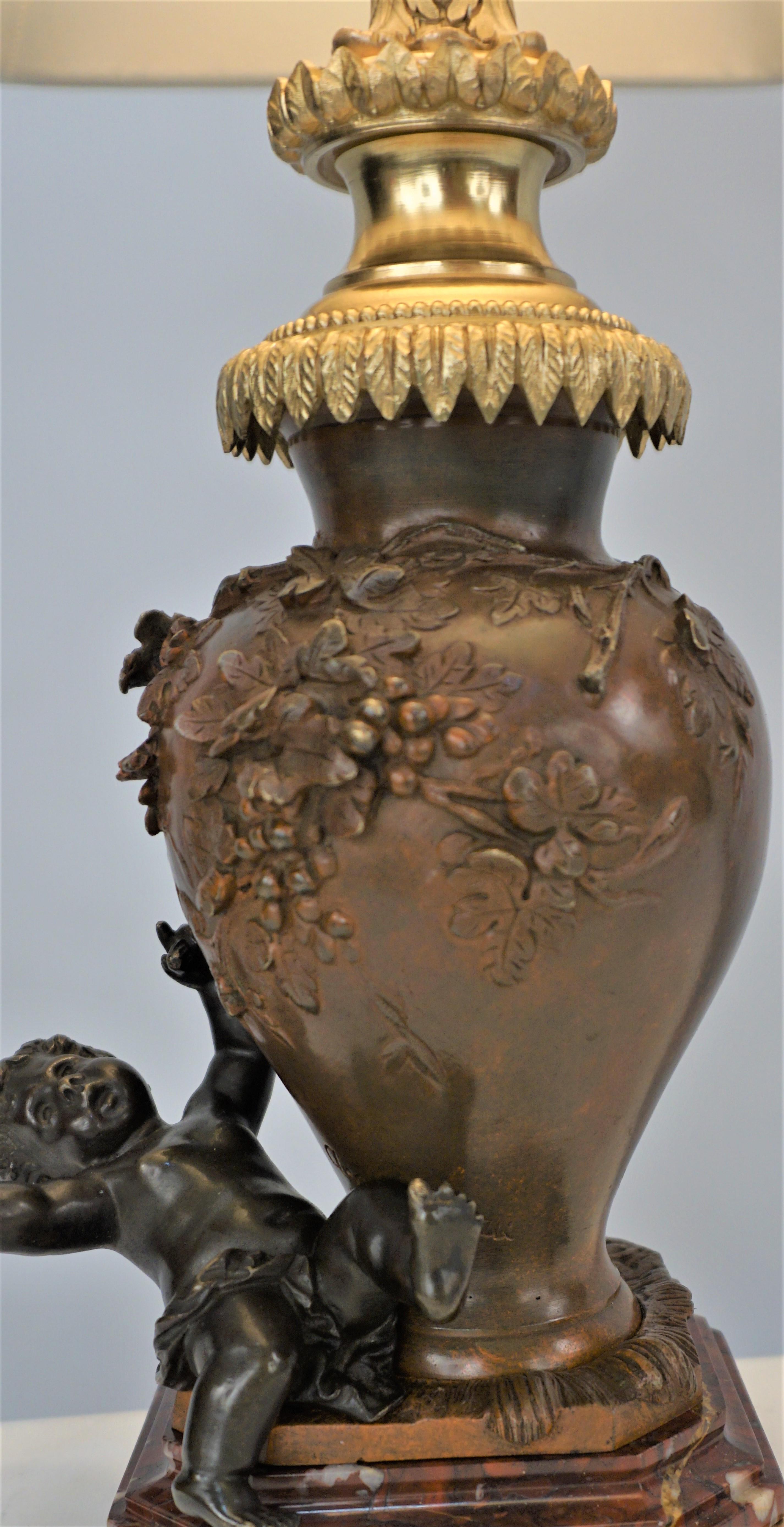 19th Century French, Bronze Sculpture Table Lamp by Auguste Moreau For Sale