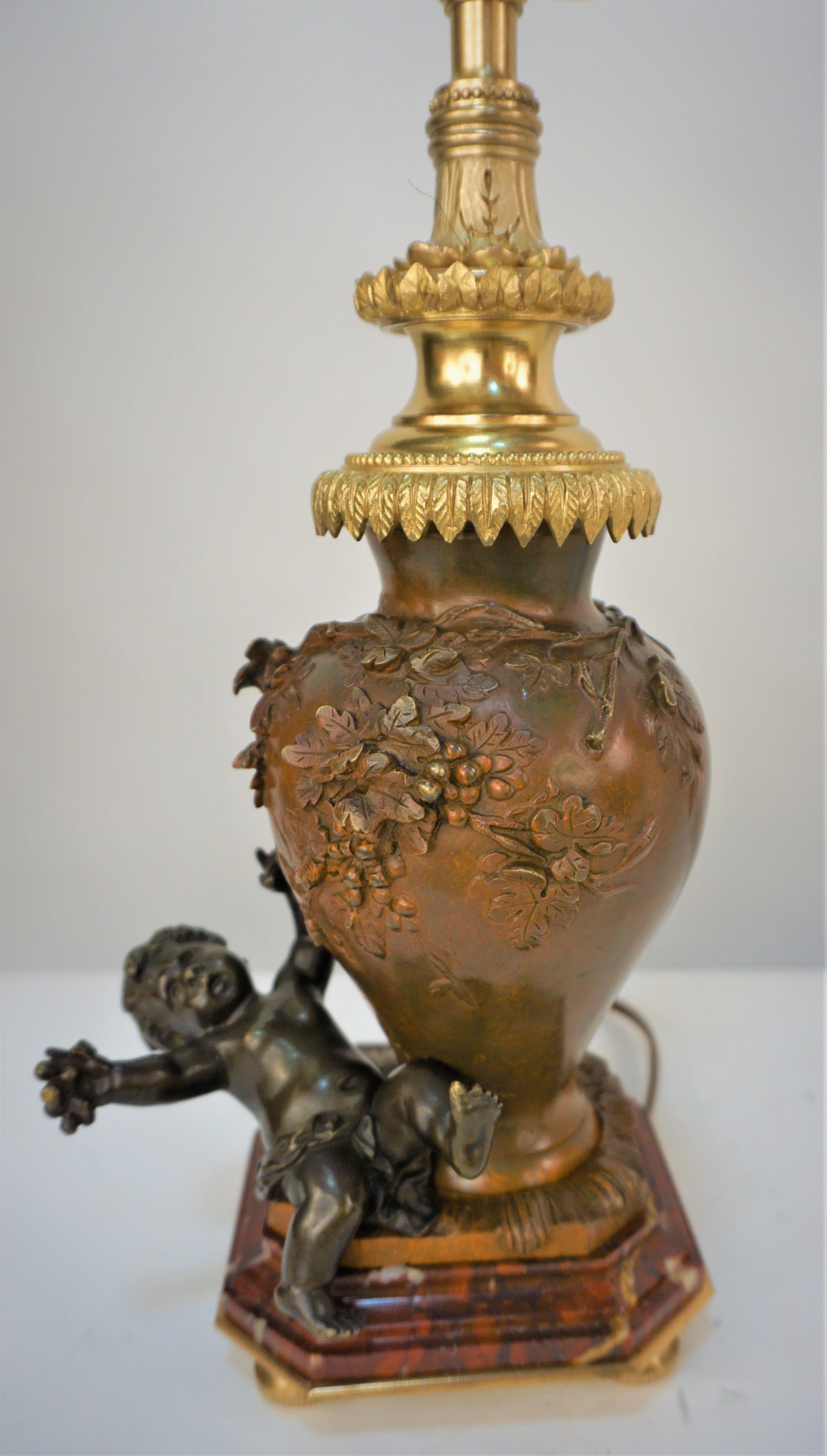 French, Bronze Sculpture Table Lamp by Auguste Moreau For Sale 4
