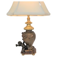 French, Bronze Sculpture Table Lamp by Auguste Moreau