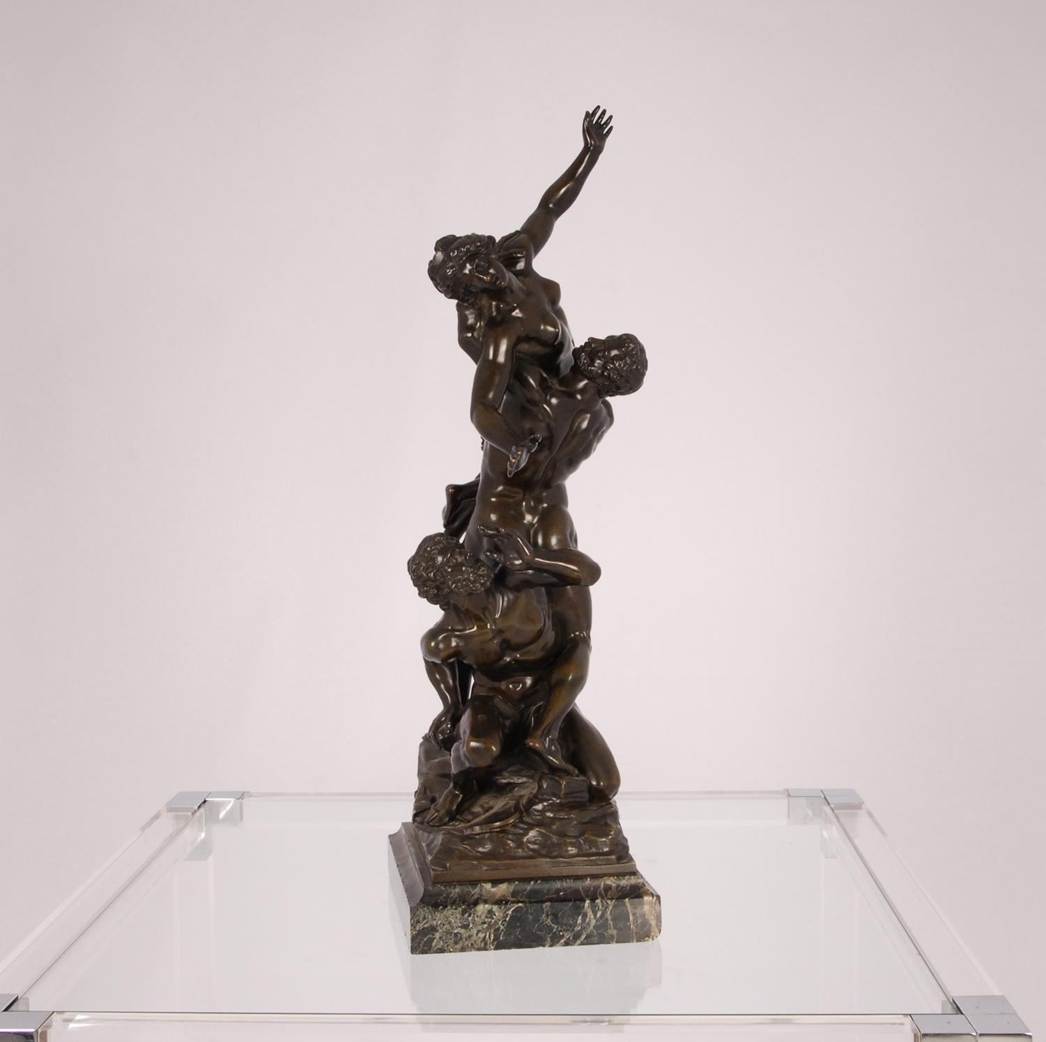 Patinated bronze sculpture - statue on a marble base
Depicting: The abduction of Sabine women, mythological Roman scene from the renaissance period.
Very detailed bronze sculpture A quality with a gorgeous time gained patina
Made and stamped by