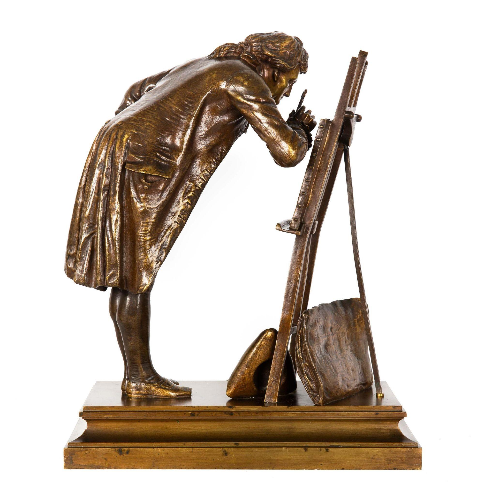 Romantique Sculpture en bronze française The Amateur par Pierre Detrier circa 1890 en vente