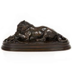French Bronze Sculpture “Tiger Devouring Gazelle” after Antoine-Louis Barye