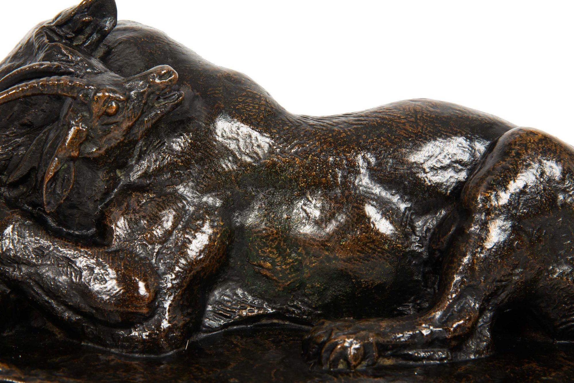French Bronze Sculpture “Tiger Devouring Gazelle” after Antoine-Louis Barye For Sale 2