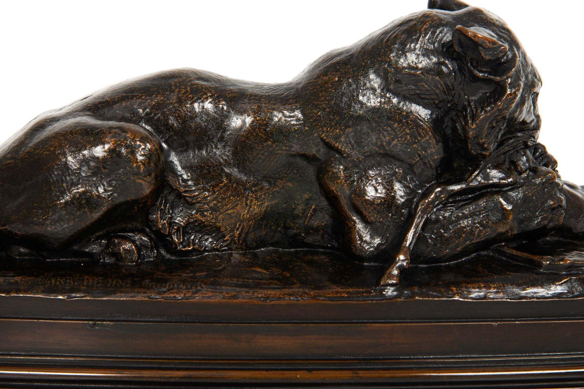 French Bronze Sculpture “Tiger Devouring Gazelle” after Antoine-Louis Barye For Sale 4