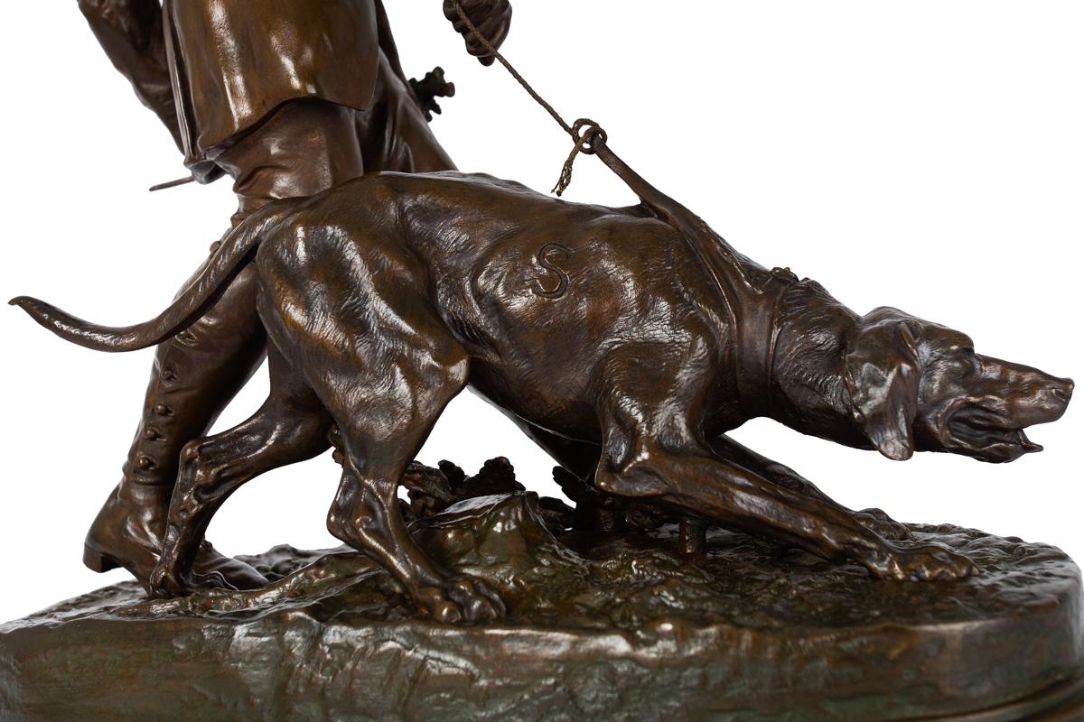 Sculpture française en bronze Valet de Limier de Pierre Jules Mene & Barbedienne en vente 3