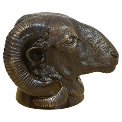 French Bronze Shoulder Mount Bronze Sculpture of a Rams Head