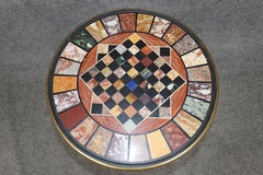 Französisch Bronze Exemplar Marmor Bronze Pietra Dura Spiele Schach Dame Tisch