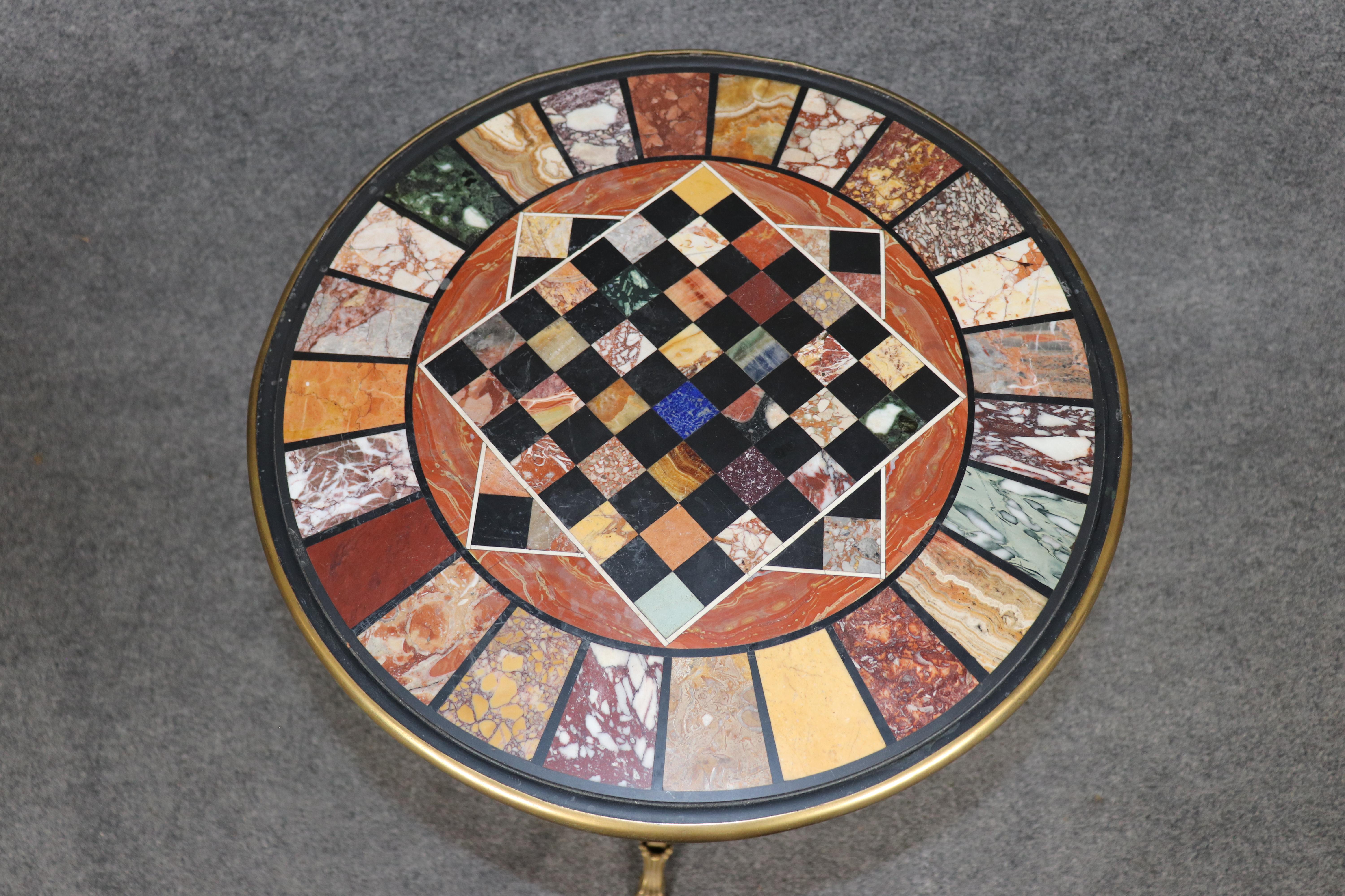 Louis XV French Bronze Specimen Marble Bronze Pietra Dura Games Chess Checkers Table For Sale
