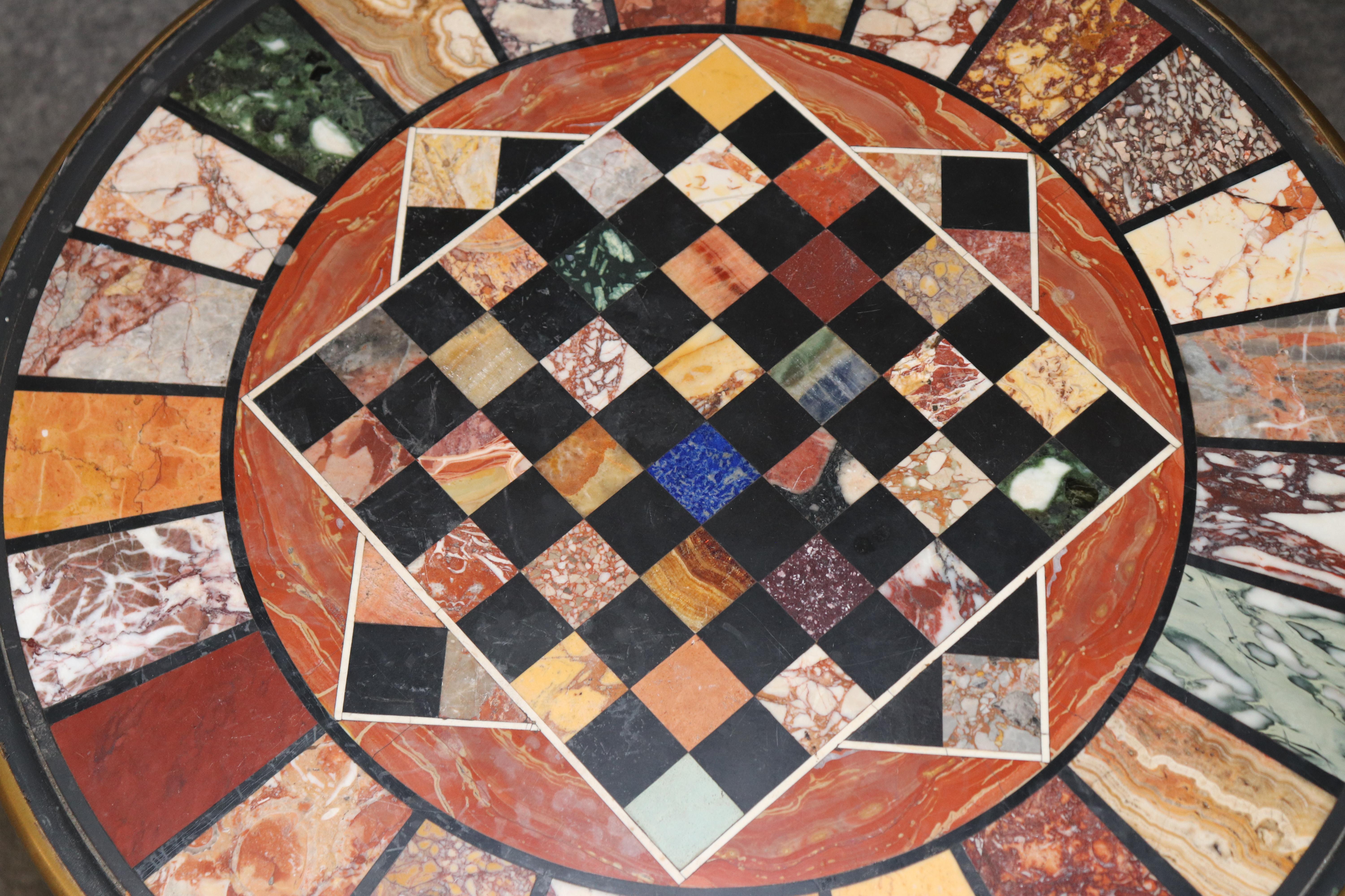 French Bronze Specimen Marble Bronze Pietra Dura Games Chess Checkers Table In Good Condition For Sale In Swedesboro, NJ