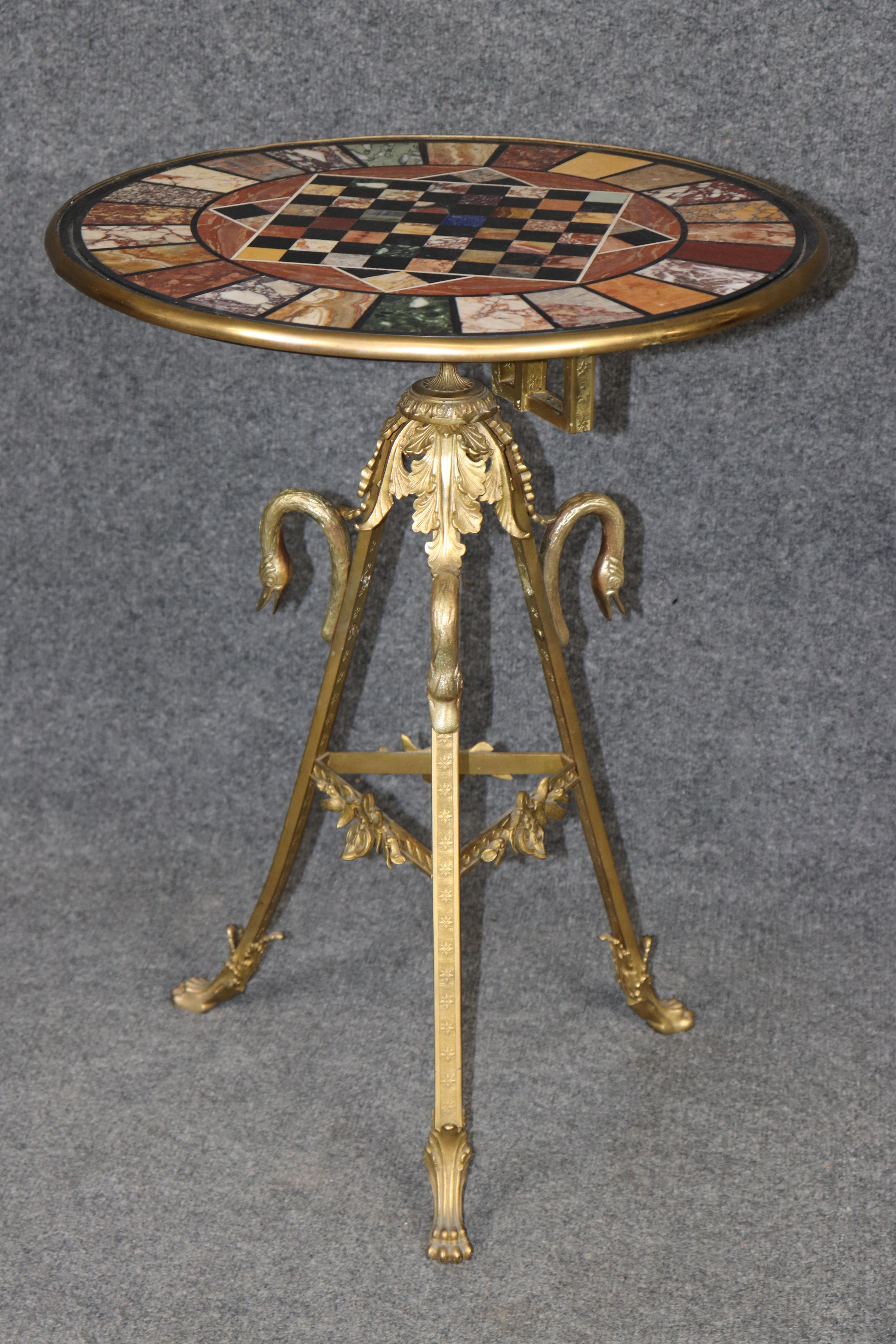 French Bronze Specimen Marble Bronze Pietra Dura Games Chess Checkers Table For Sale 1