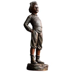 Figure en bronze de Siffleur "Le petit garçon siffleur":: vers 1890