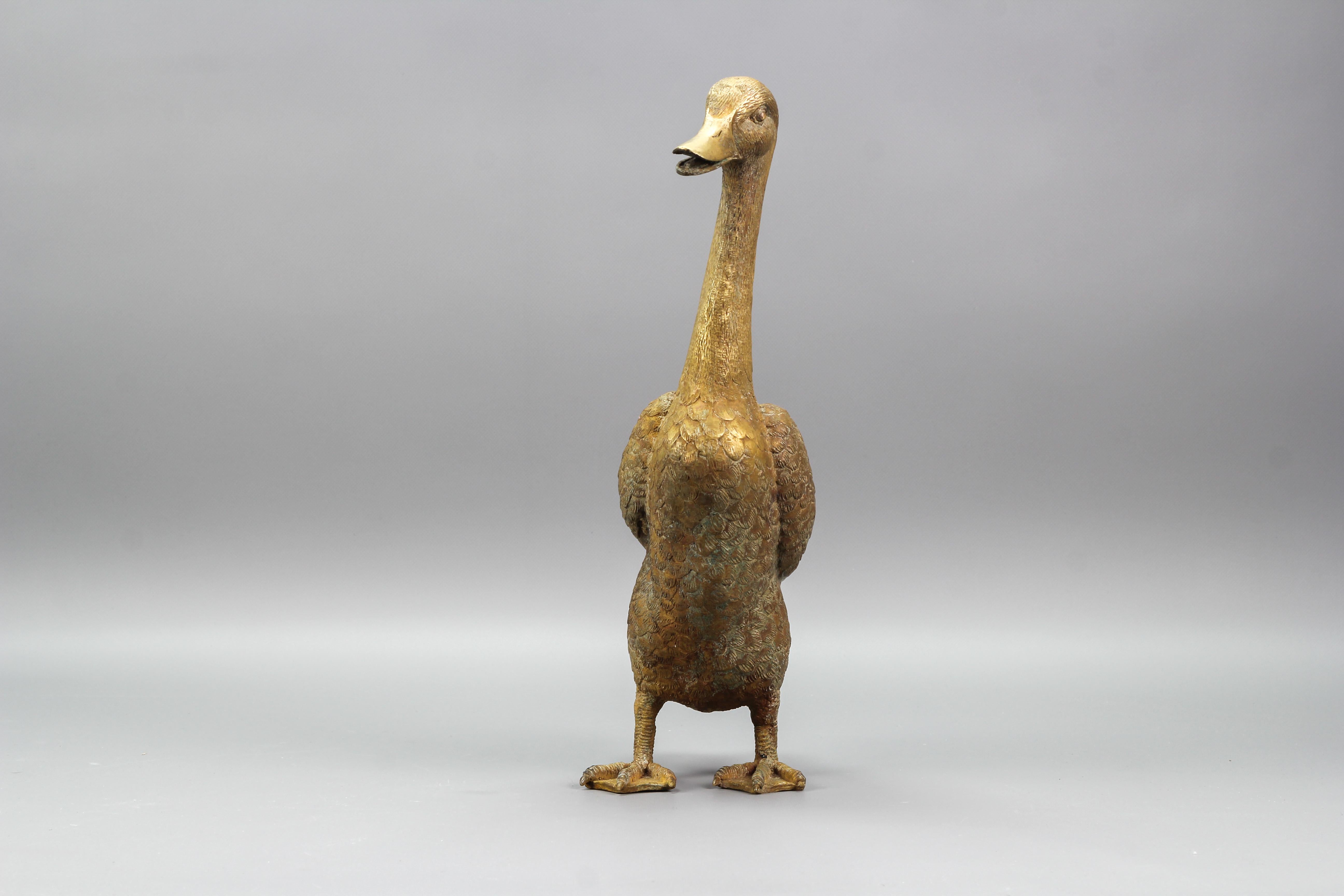 French Bronze Statue of a Standing Duck, circa 1950s 9