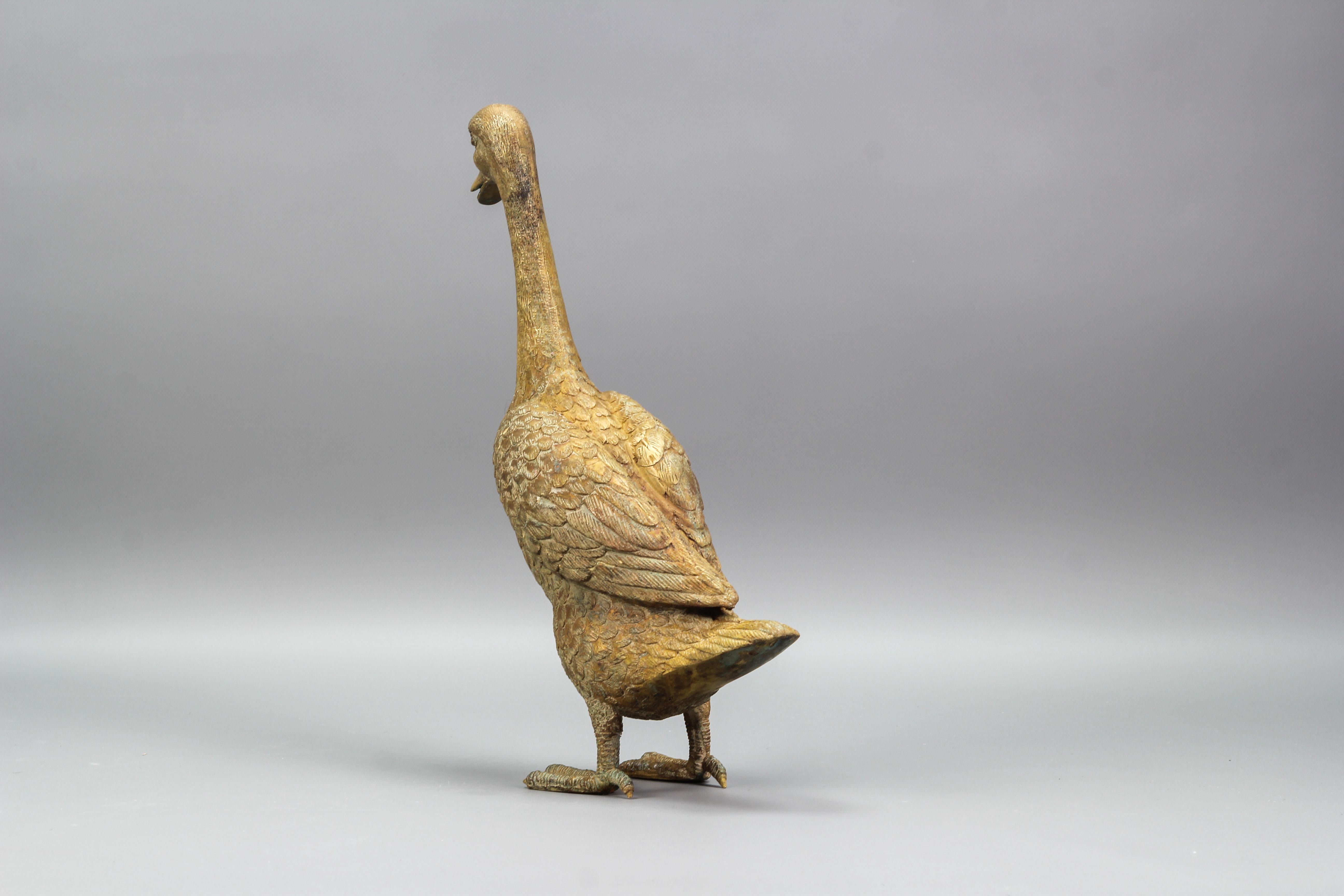 Mid-20th Century French Bronze Statue of a Standing Duck, circa 1950s