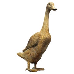 French Bronze Statue of a Standing Duck, circa 1950s