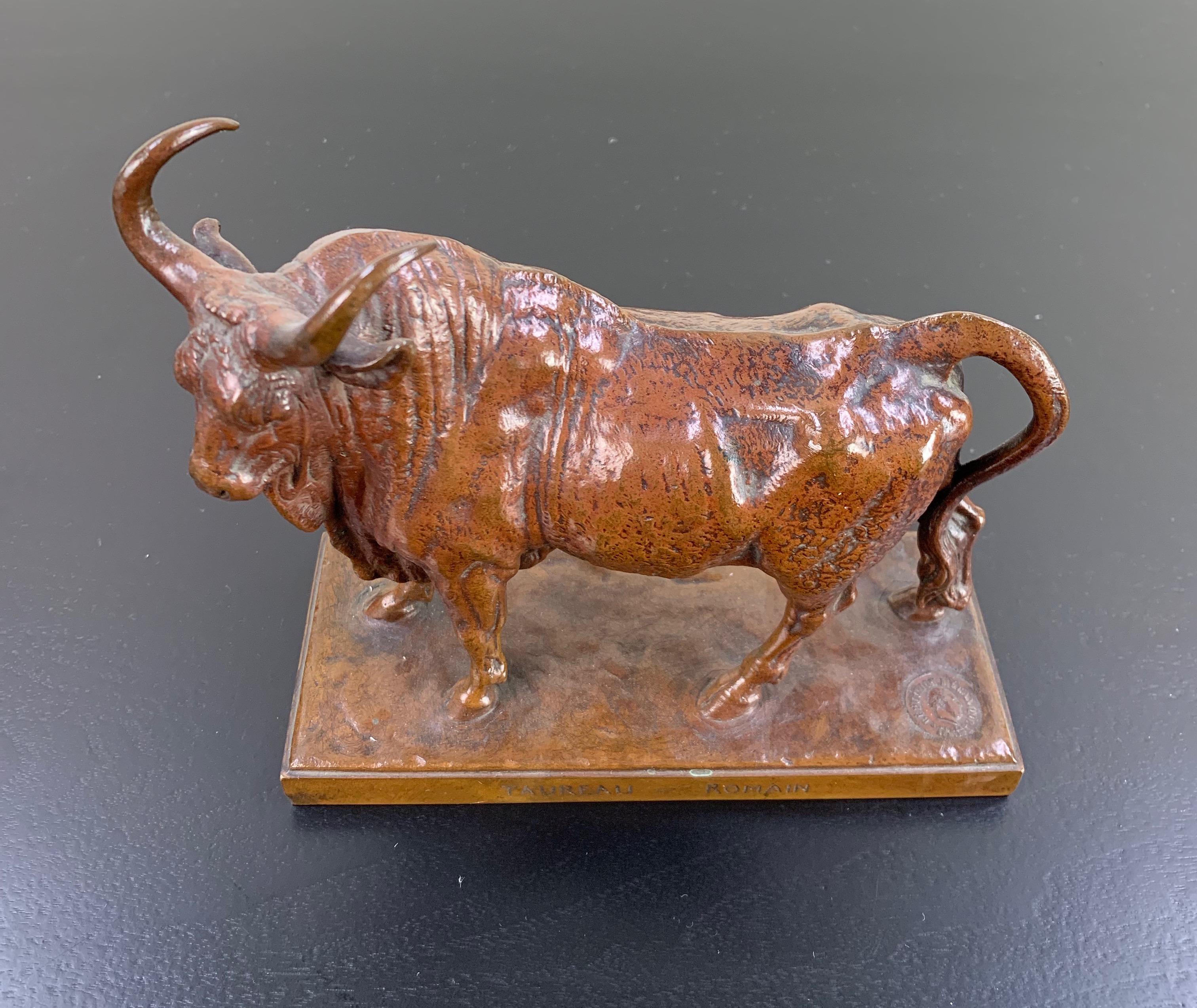 French Bronze Study of a Bull Jean Baptiste Clesinger, 19th Century In Good Condition In Philadelphia, PA