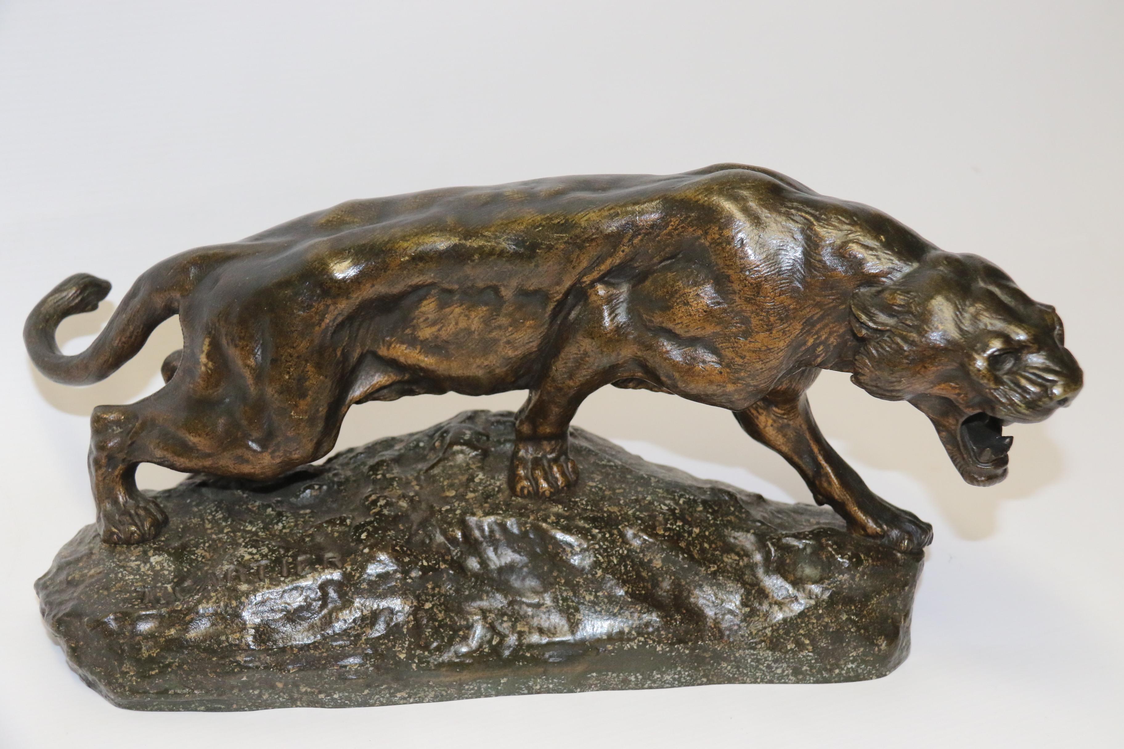French Bronze Study of a Panther, Signed T Cartier, circa 1910 For Sale 6