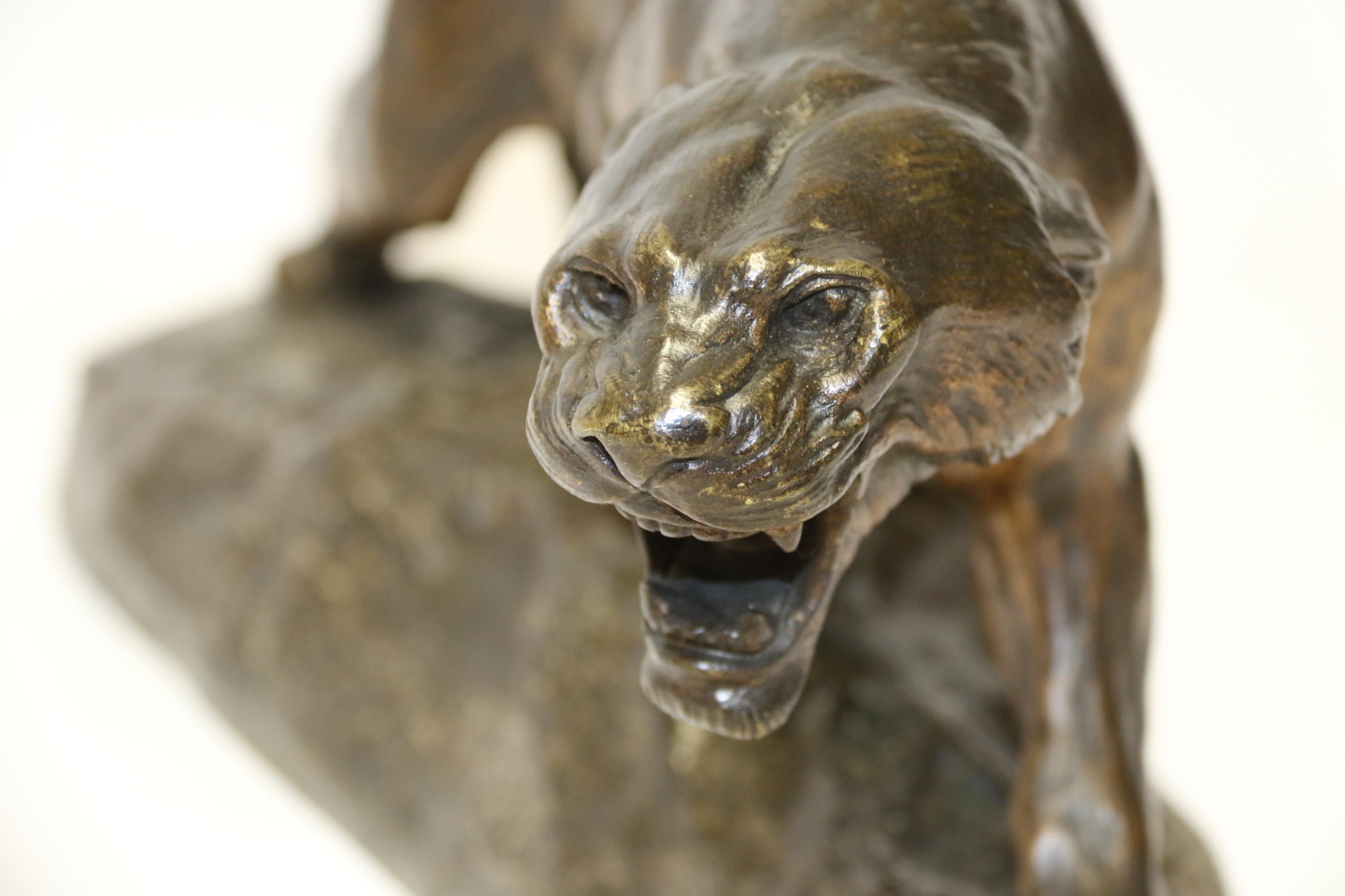 Cast French Bronze Study of a Panther, Signed T Cartier, circa 1910 For Sale