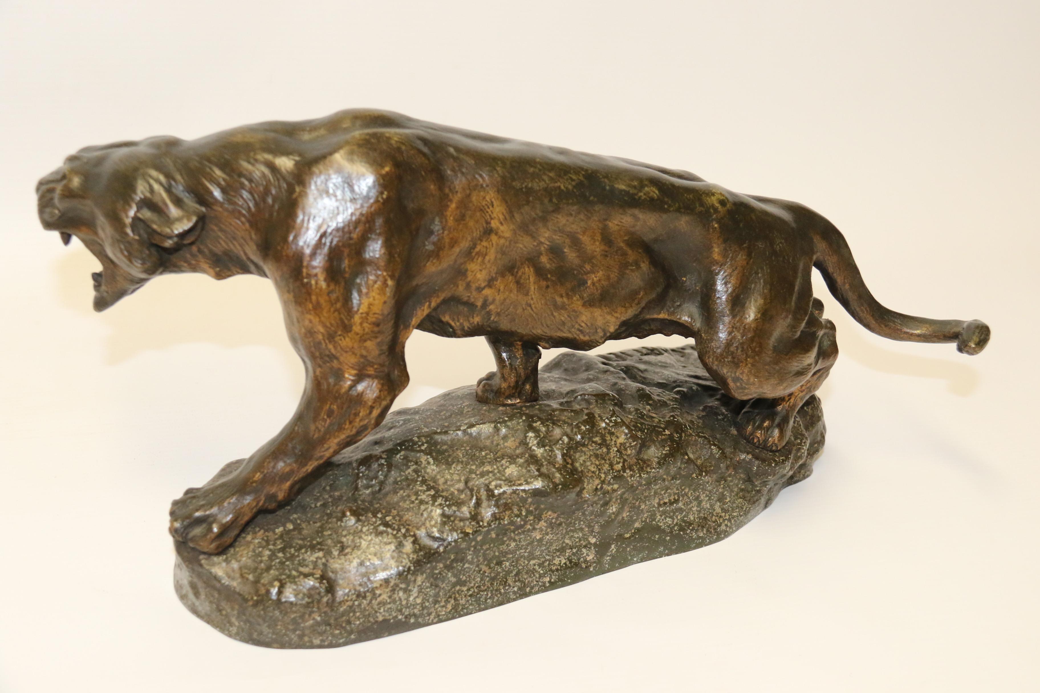 Early 20th Century French Bronze Study of a Panther, Signed T Cartier, circa 1910 For Sale