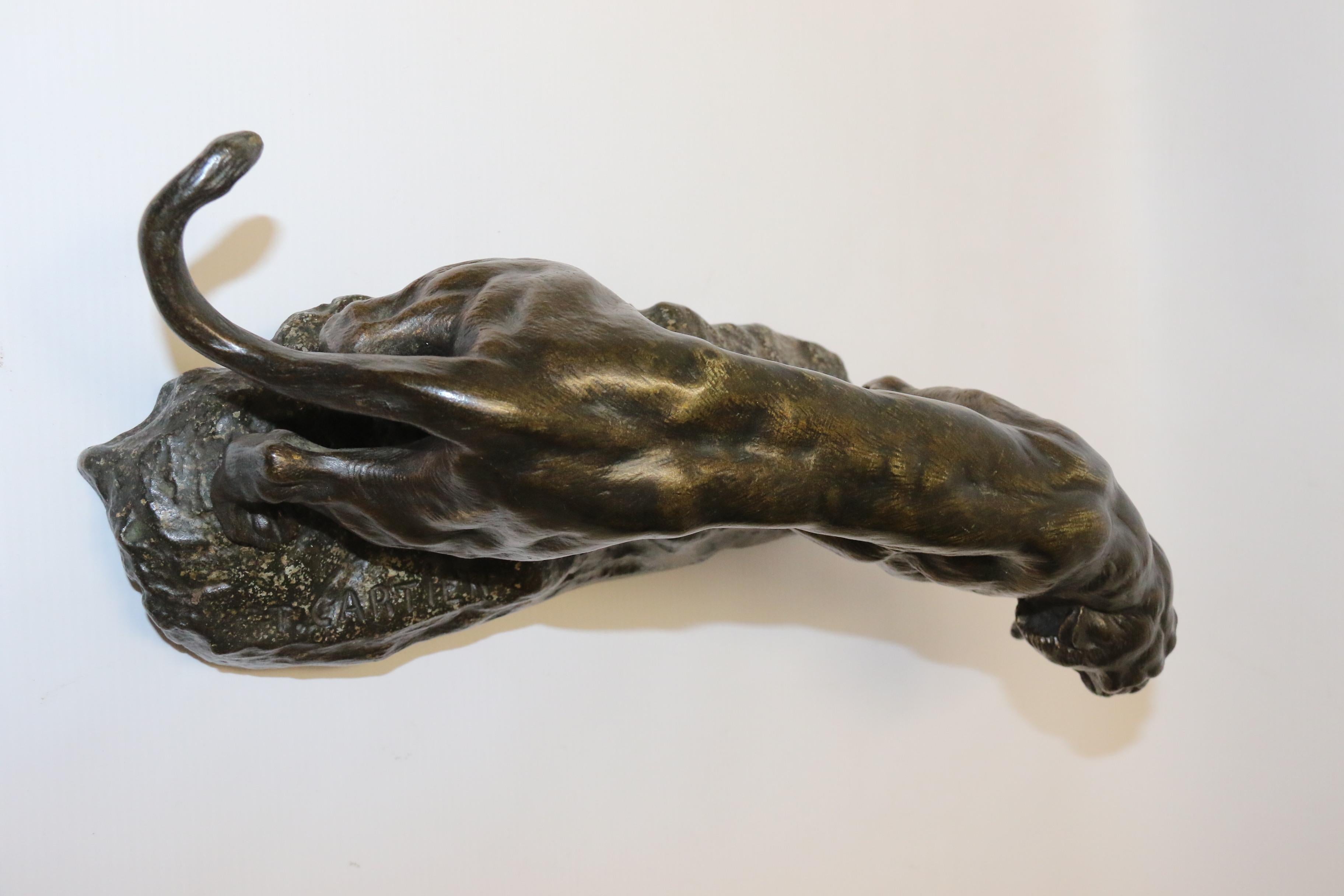 French Bronze Study of a Panther, Signed T Cartier, circa 1910 For Sale 2