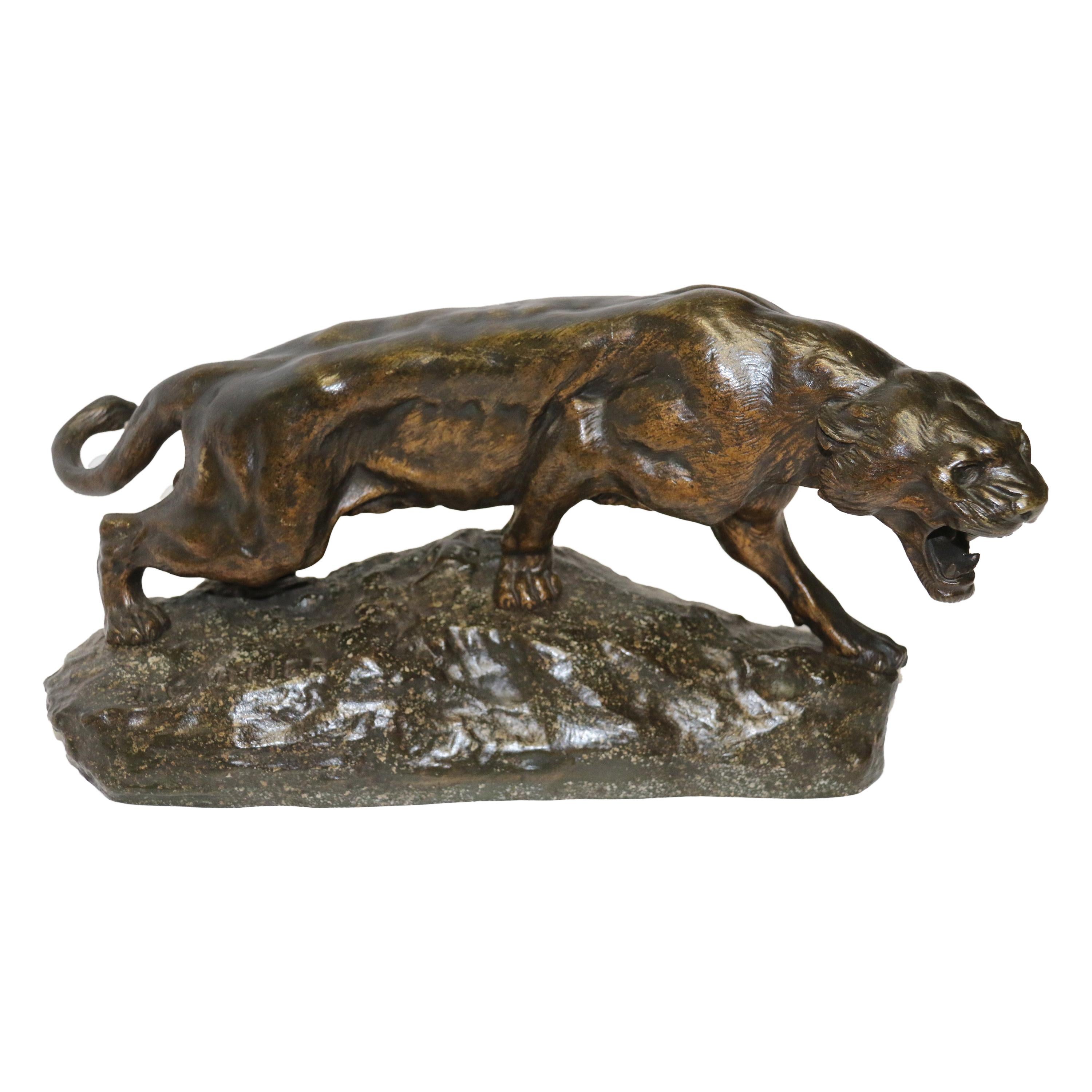 French Bronze Study of a Panther, Signed T Cartier, circa 1910 For Sale