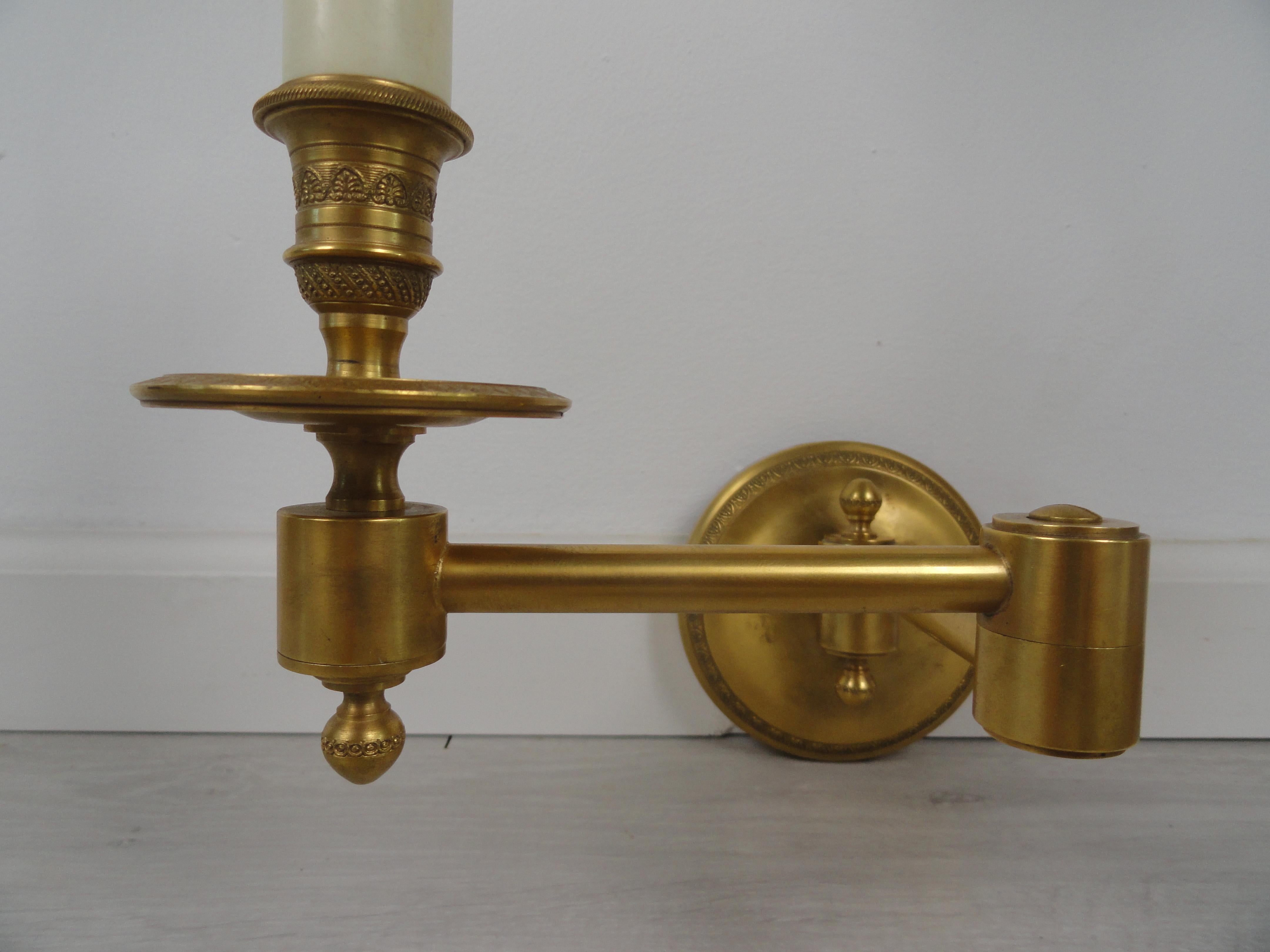 20th Century French Bronze Swing-Arm Wall Lamp For Sale