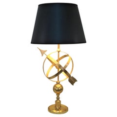 French Bronze Table Lamp with Armillary Sphere