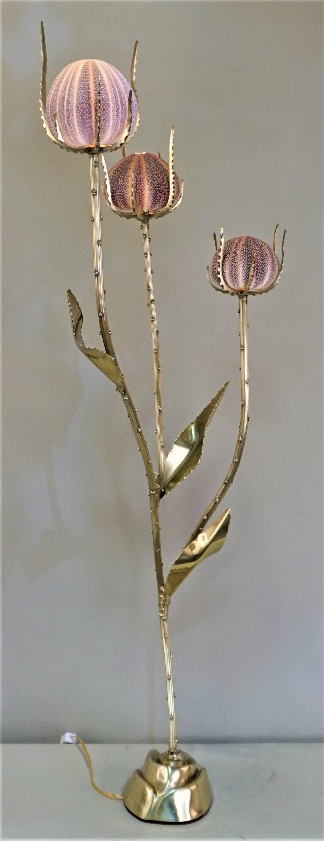 French Bronze Table Lamp with Urchin Ball Shades In Good Condition In Fairfax, VA