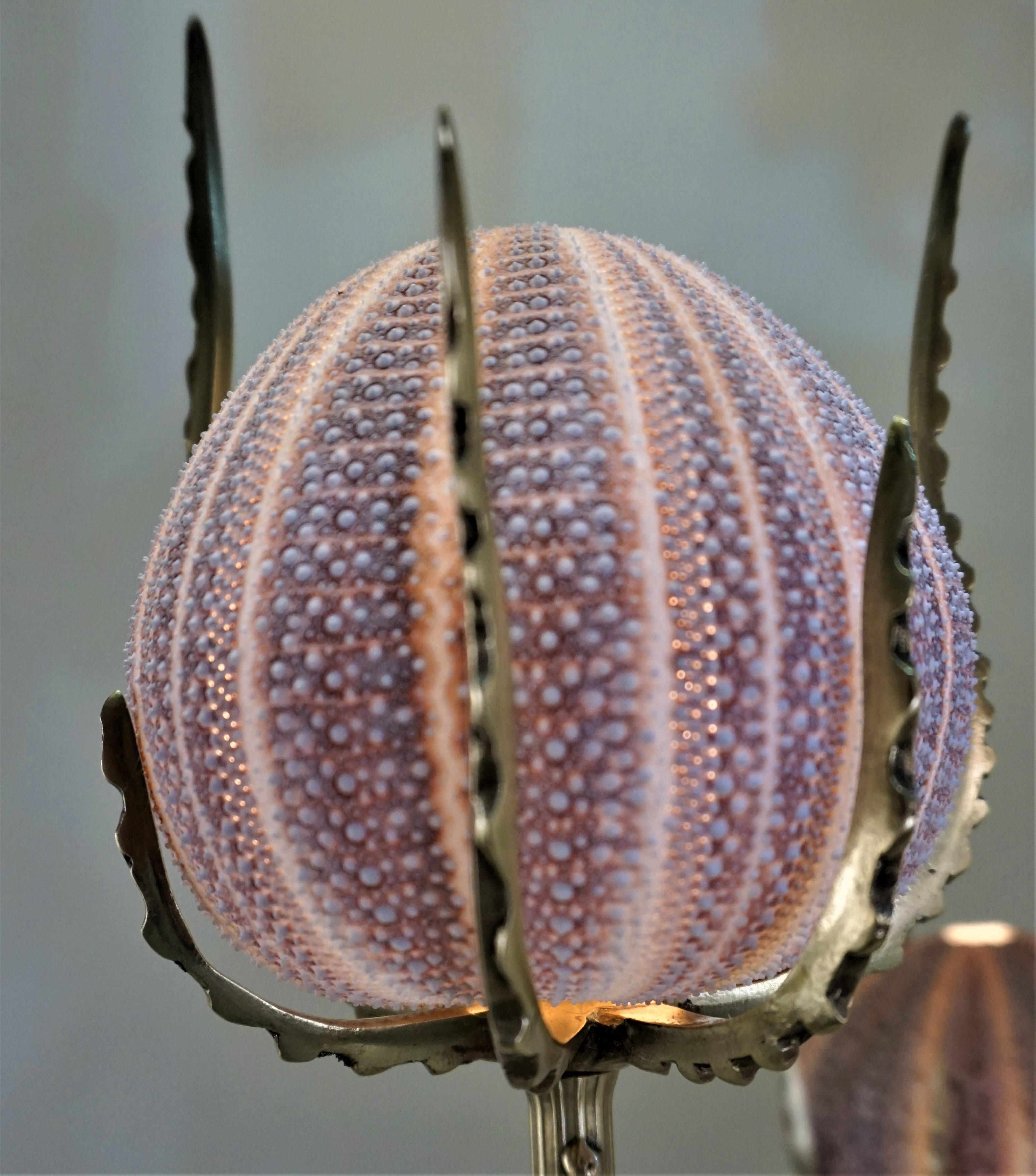 French Bronze Table Lamp with Urchin Ball Shades 4