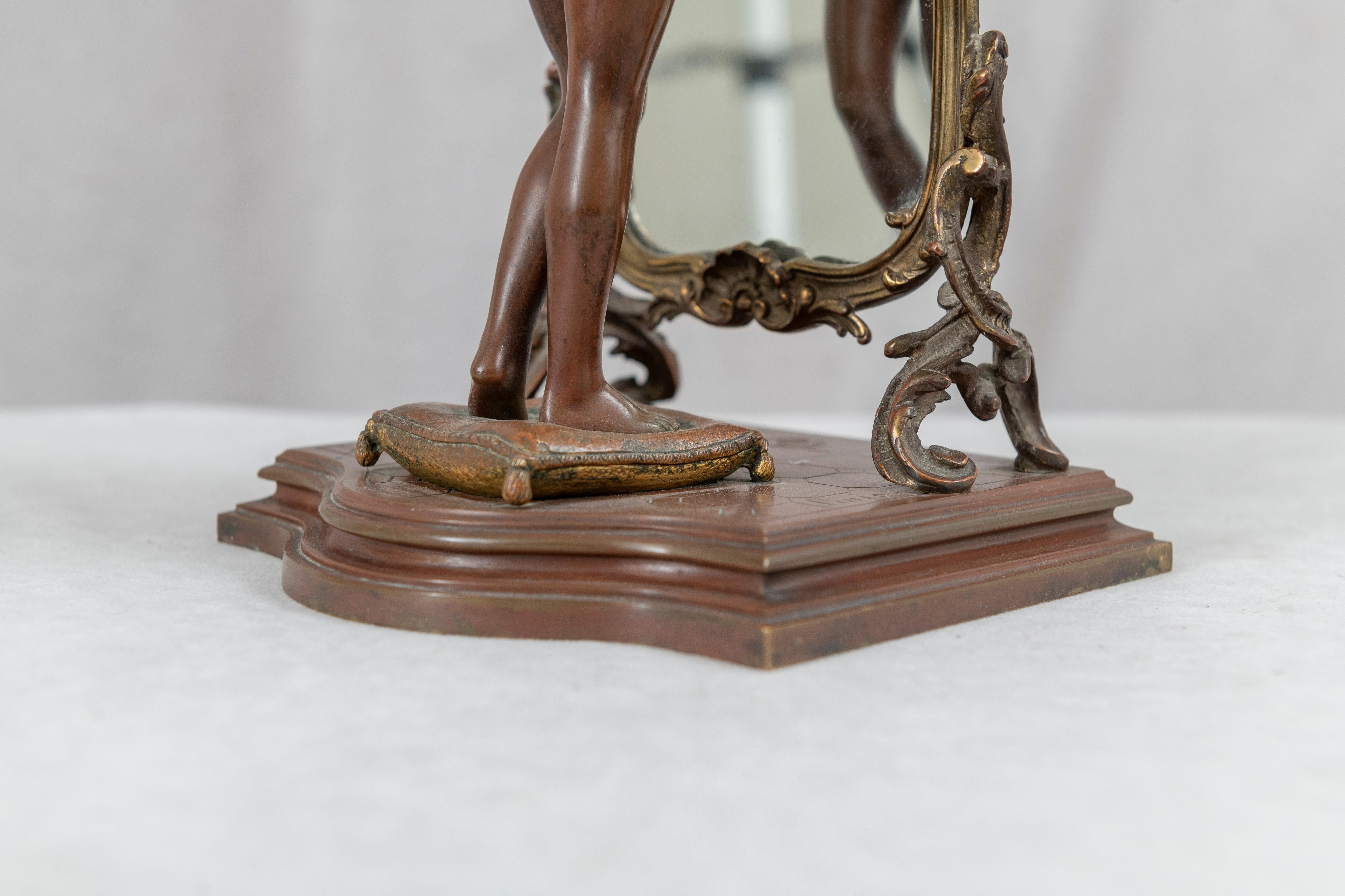 Bronze français « The Looking Glass », nu looking into Cheval Mirror, vers 1900 en vente 1