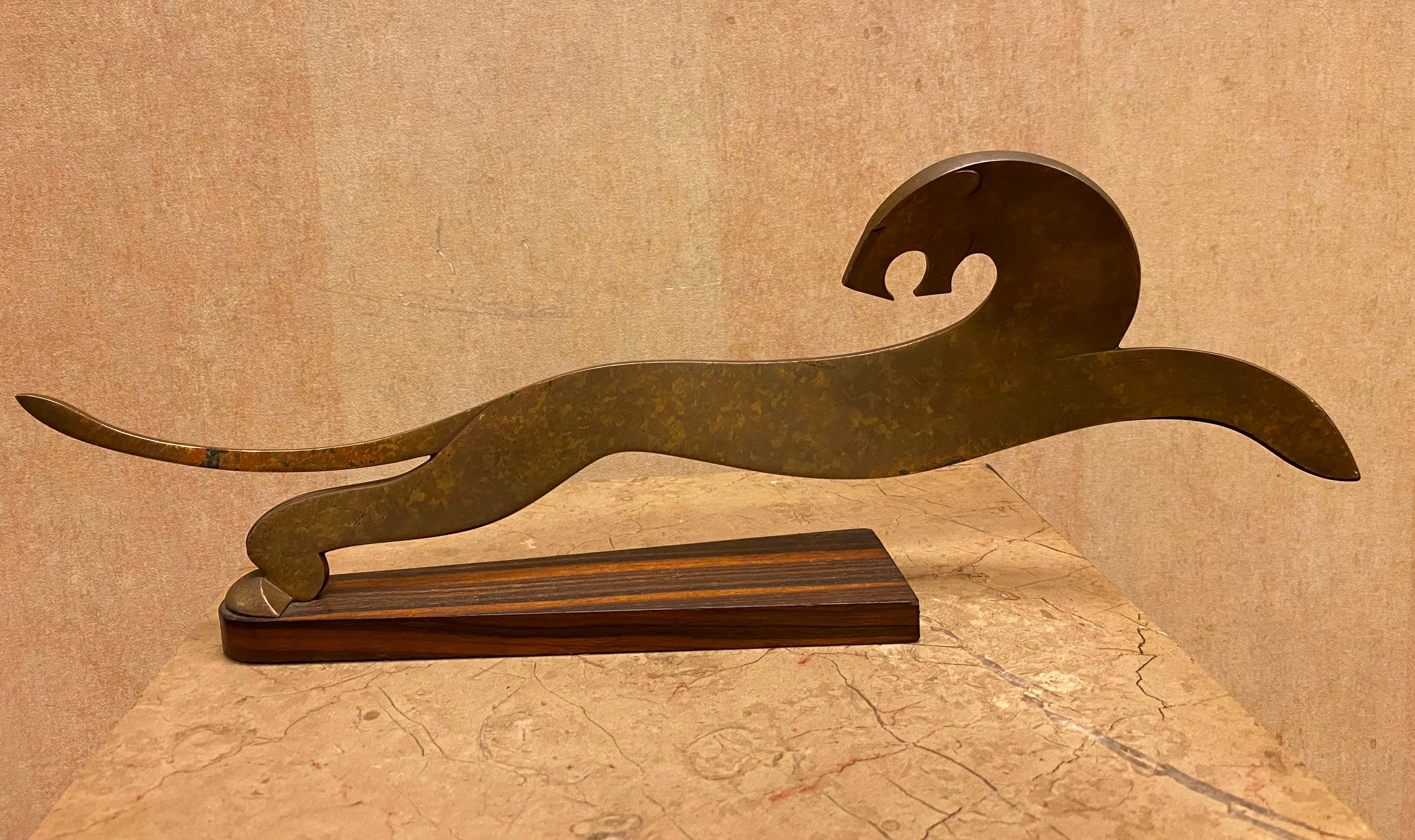 Französische Tiger-Skulptur aus Bronze auf Makassar-Sockel im Zustand „Gut“ im Angebot in New York, NY