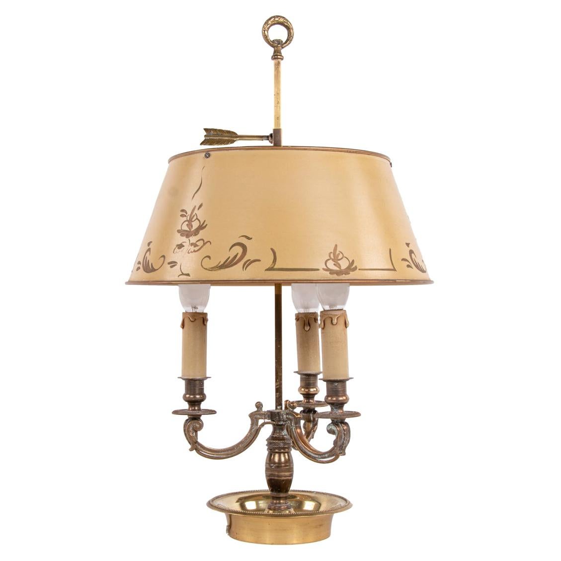 French Bronze & Tole Louis XV Style Bouillotte Lamp, 19th Century For Sale