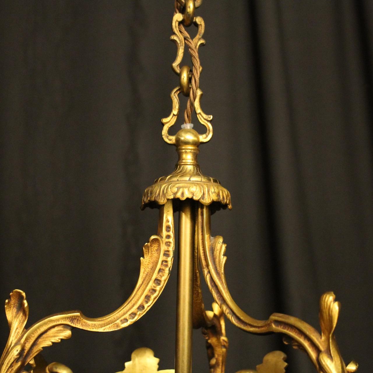 French Bronze Triple Light Antique Lantern 1