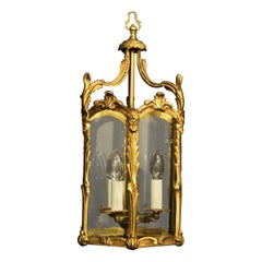 French Bronze Triple Light Antique Lantern