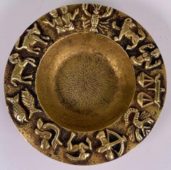 French Bronze Vide Poche or Catch All with Zodiac Symbols