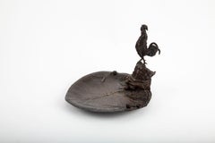 French Bronze Vide-Poche with Rooster by Auguste Cain, 19th Century