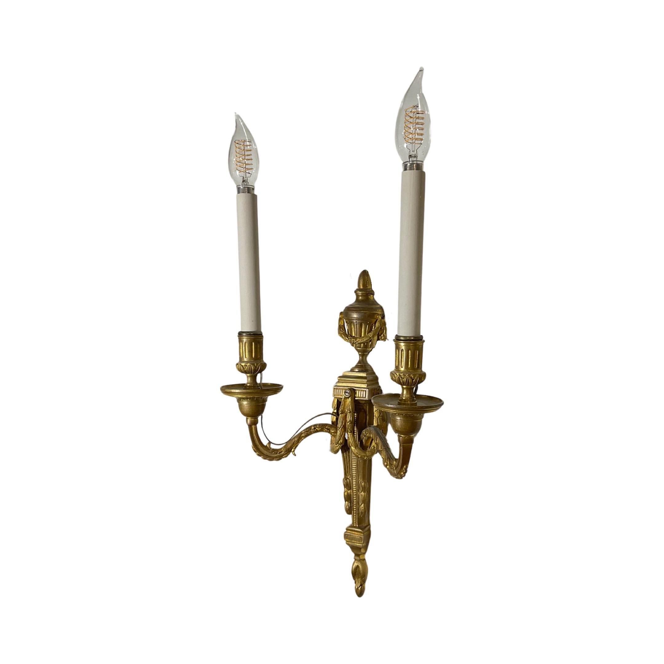 French Bronze Wall Sconces In Good Condition In Dallas, TX