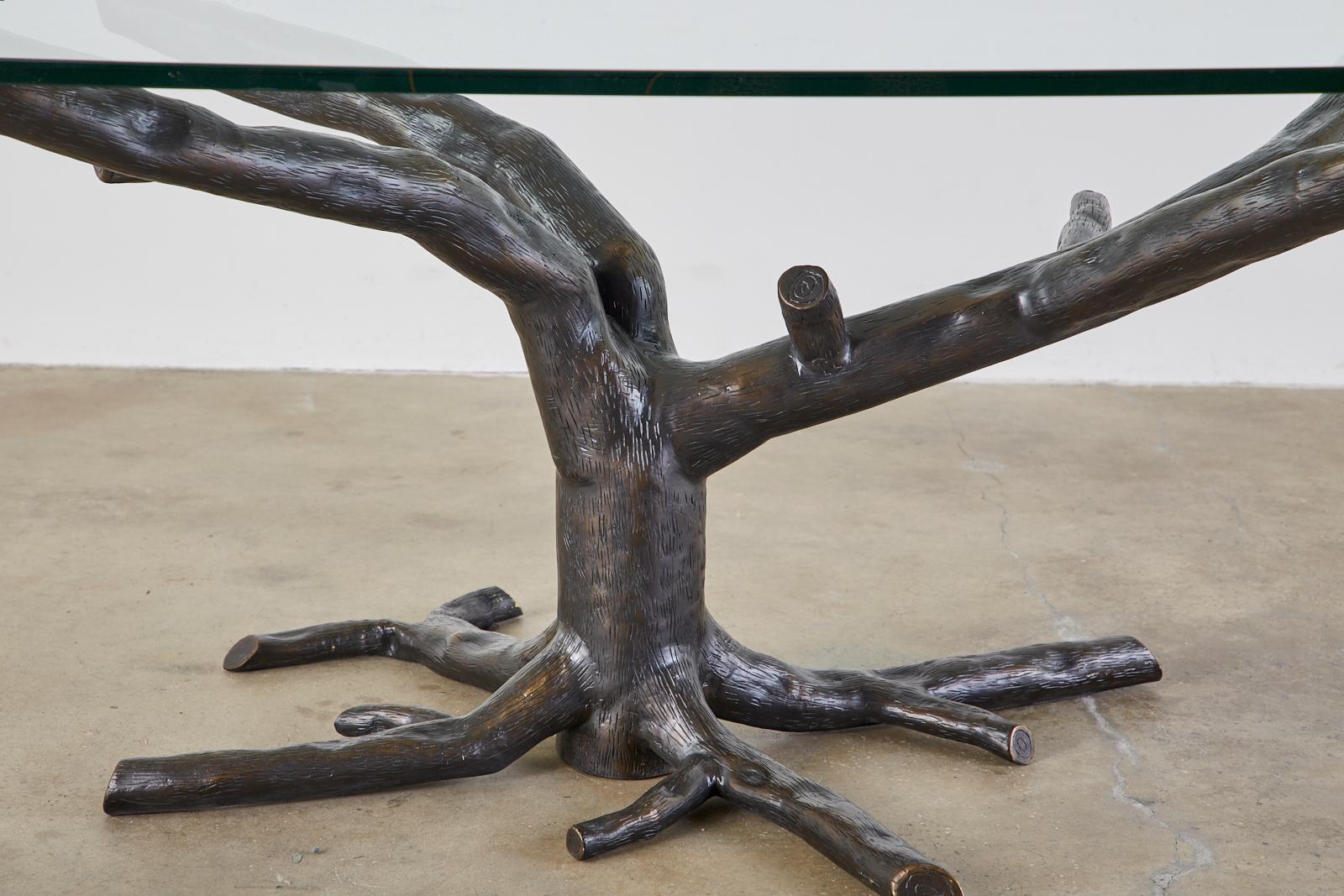 French Bronzed Faux Bois Tree Sculpture Dining Table 4