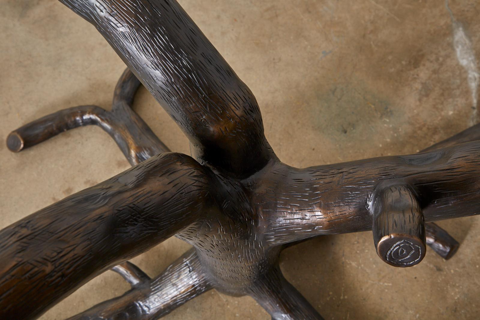 French Bronzed Faux Bois Tree Sculpture Dining Table 13