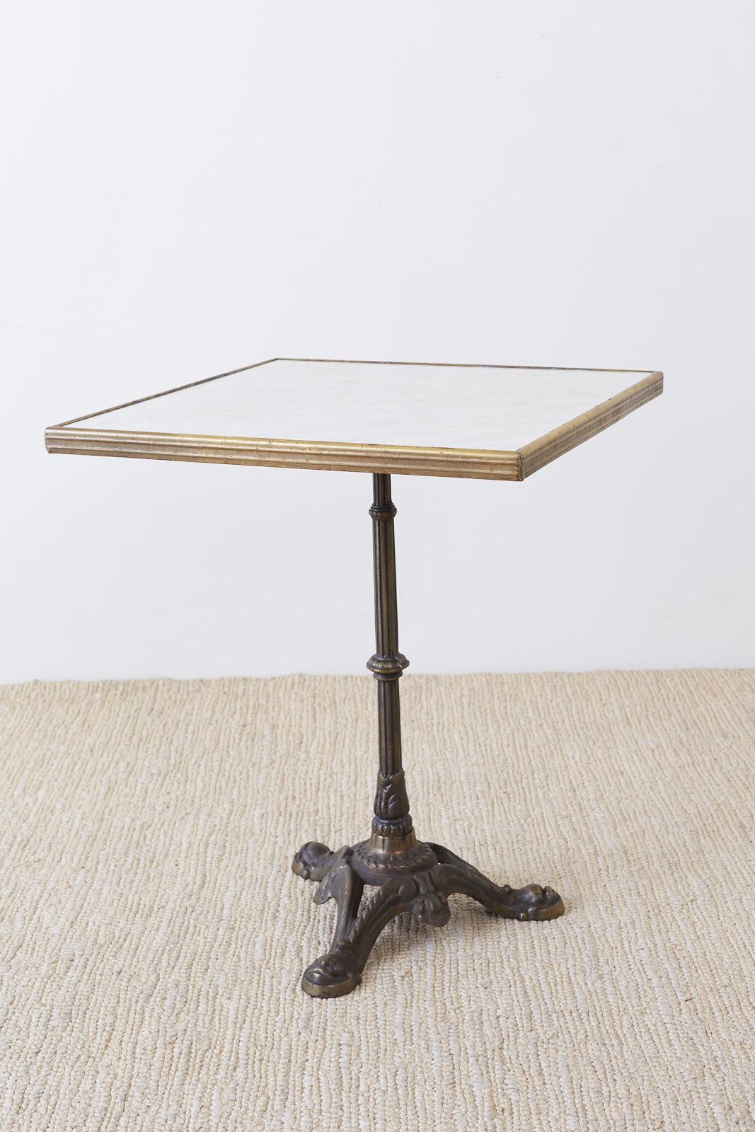French Bronzed Iron and Faux Marble Bistro Table 3