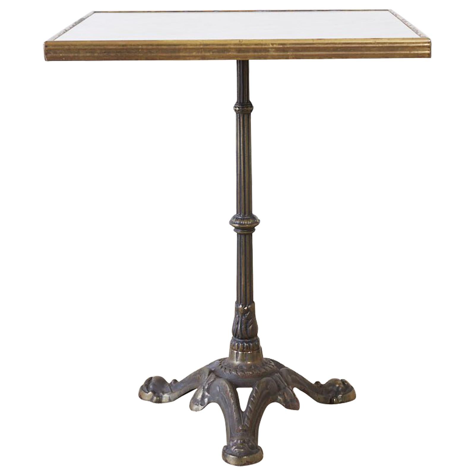French Bronzed Iron and Faux Marble Bistro Table