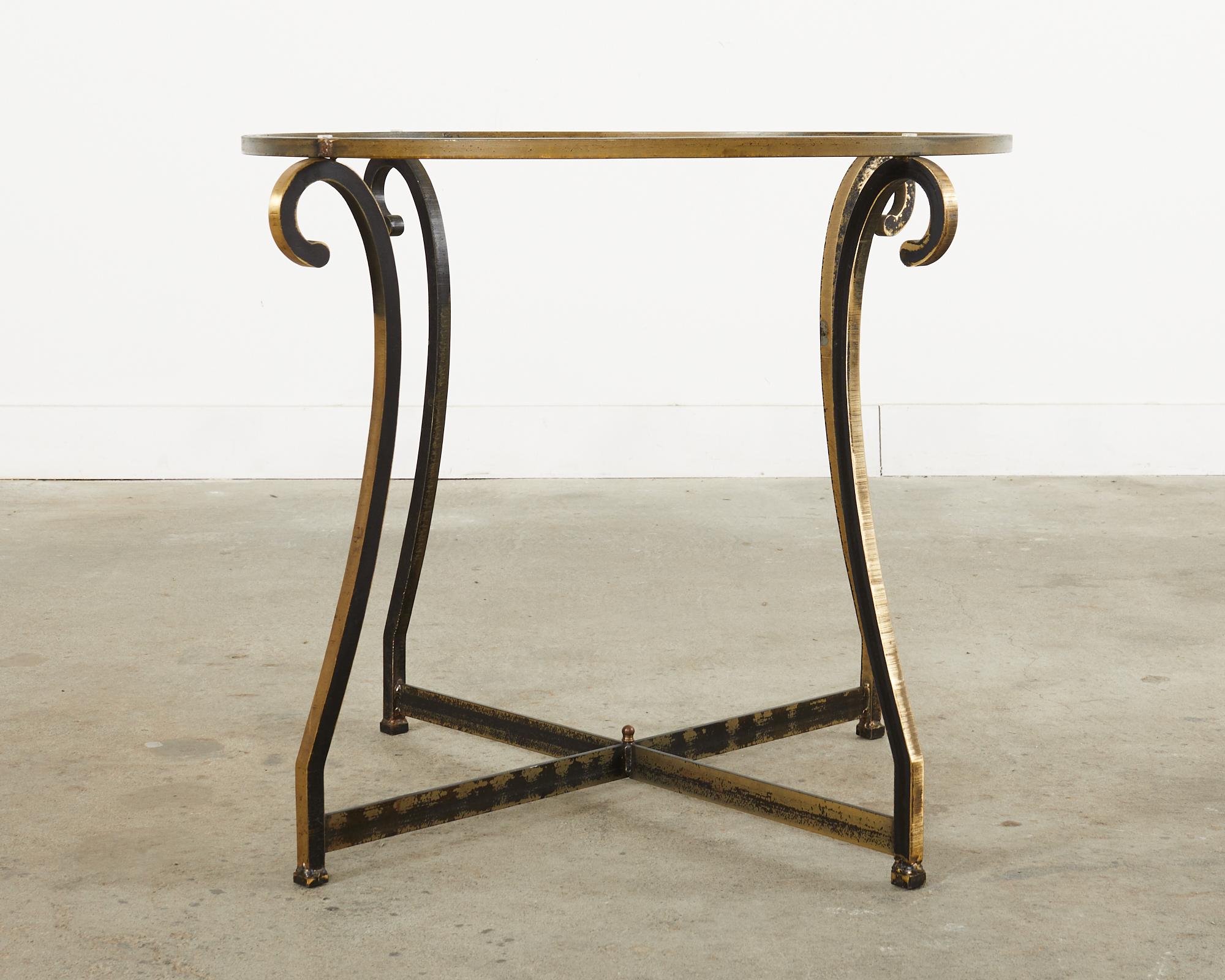French Bronzed Iron and Glass Scrolled Garden Dining Table 8