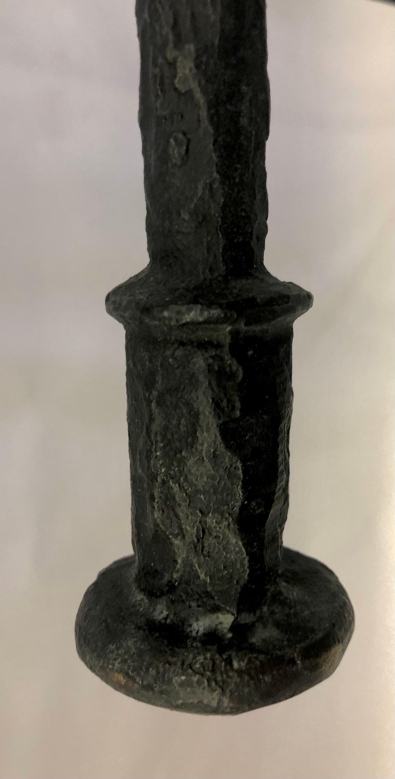 French Mid-Century Modern Neoclassical Bronze & Travertine Console, Giacometti  7