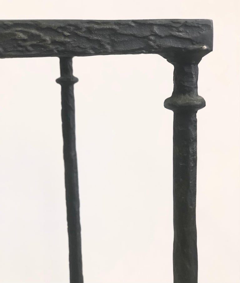 French Mid-Century Modern Neoclassical Bronze & Travertine Console, Giacometti  1