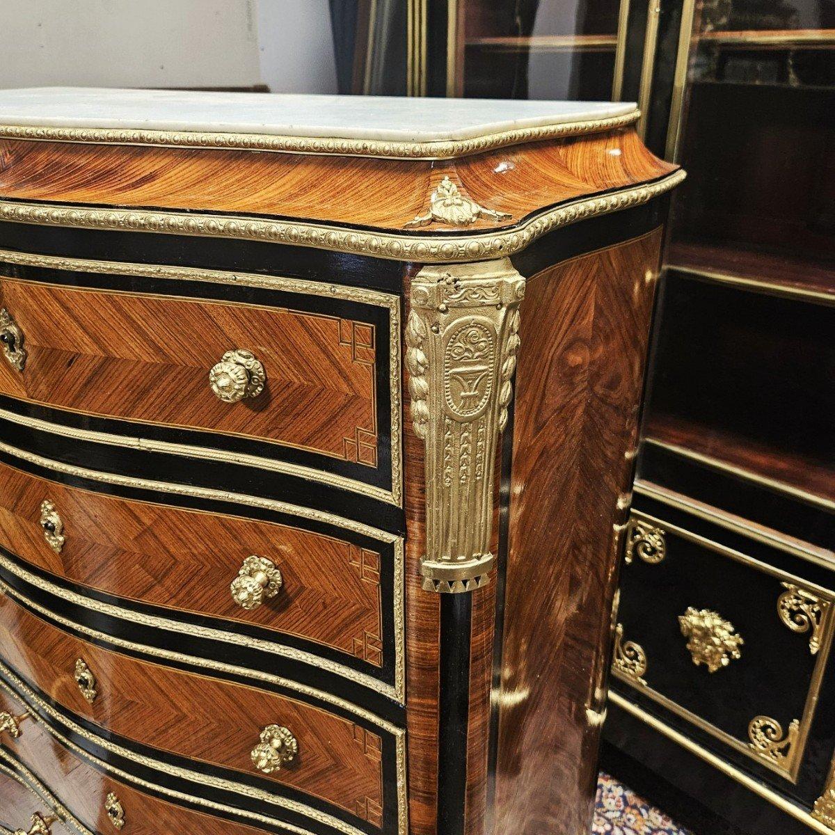 Francés Marrón 7 Cajones Latón Dorado Gabinete Napoleón III Boulle 19 en venta 1