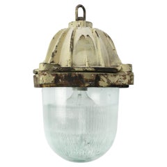 Lampada a sospensione industriale francese in ghisa marrone vintage di Mapelec Amiens