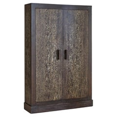 French Brown Cerused Oak Cabinet, 1940s