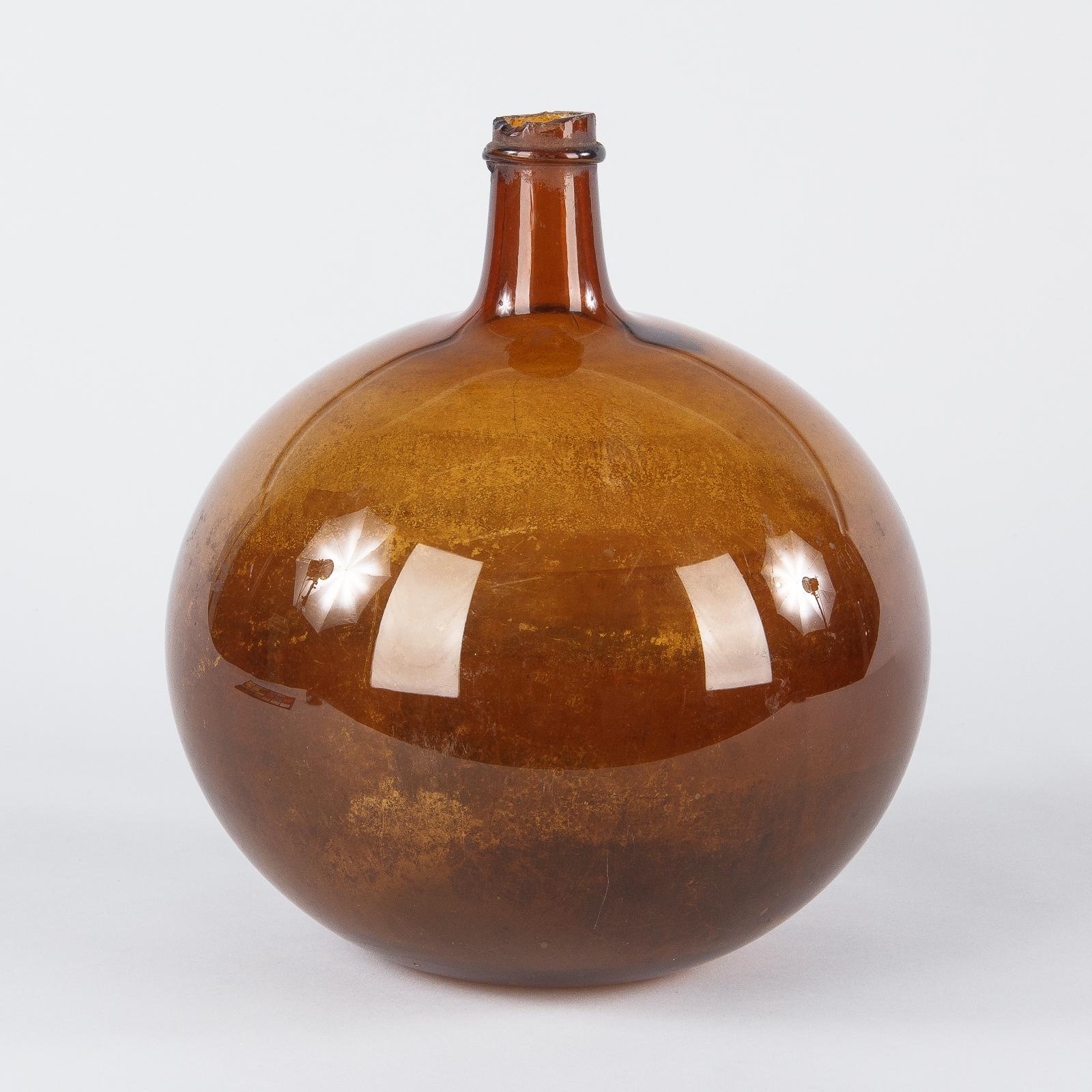 French Brown Glass Bonbonne Bottle, Late 1800s 6