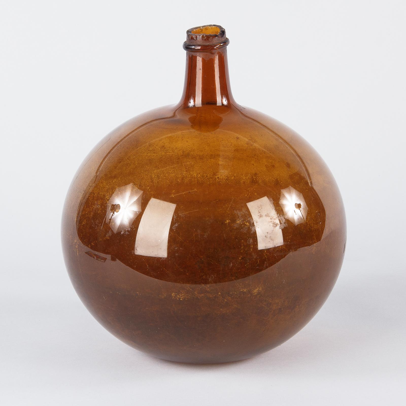 French Brown Glass Bonbonne Bottle, Late 1800s 2